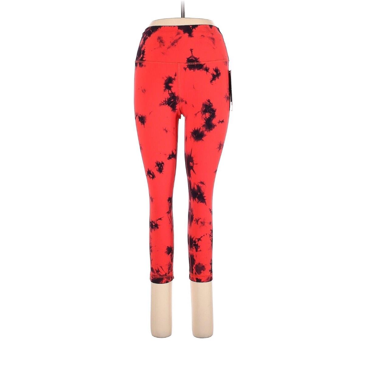 Lululemon Athletica Tie Dye Red Black Wunder Train HR Crop 21 Leggings - US 10