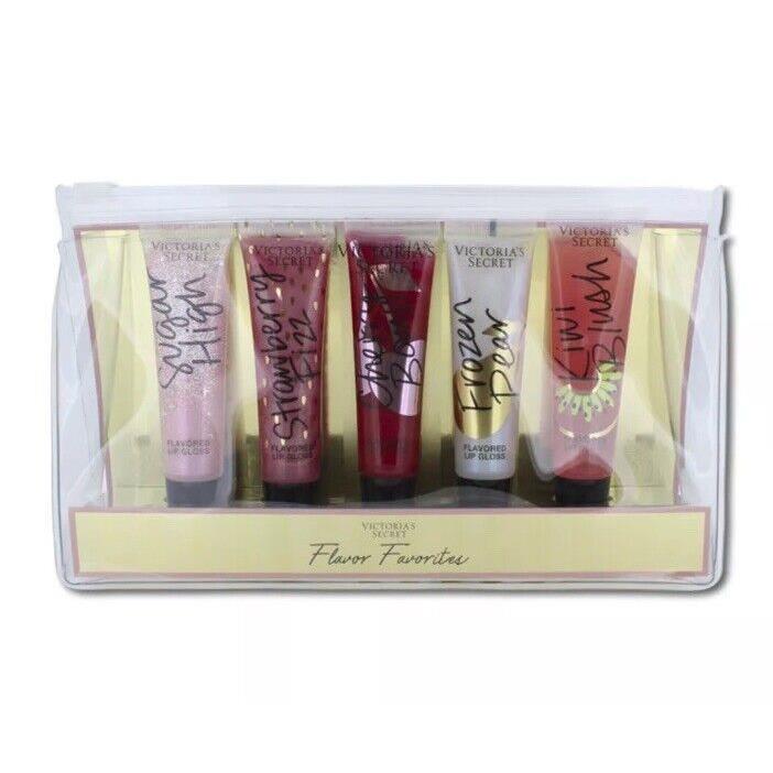Victoria`s Secret Flavor Favorites Xmas 5 Lip Gloss Set Various Colors Scents