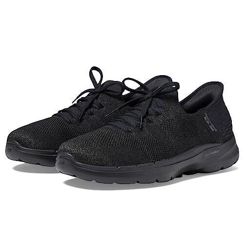 Skechers Women`s GO Walk 6 Lovely Day Slip-on Shoe Black 124568-BBK Size 9.5