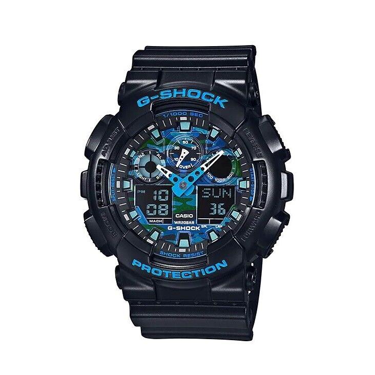 Casio G-shock GA100CB-1A Men`s XL 3-Eye Cool Blue Black Camo Ana-digi Watch