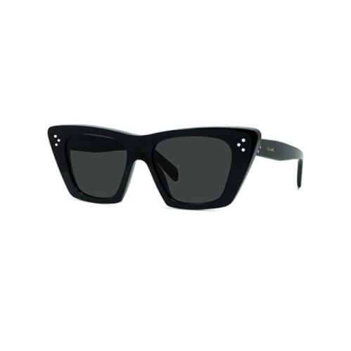 Celine 3 Dots CL40187I 01A Shiny Black/smoke Cat-eye Women`s Sunglasses