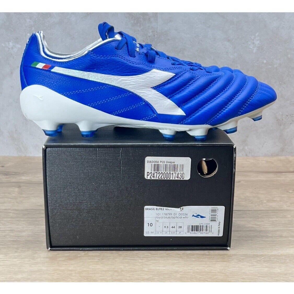 Diadora Brasil Elite 2 Tech Ita Lpx FG Size 10 Mens White Blue Soccer Cleats