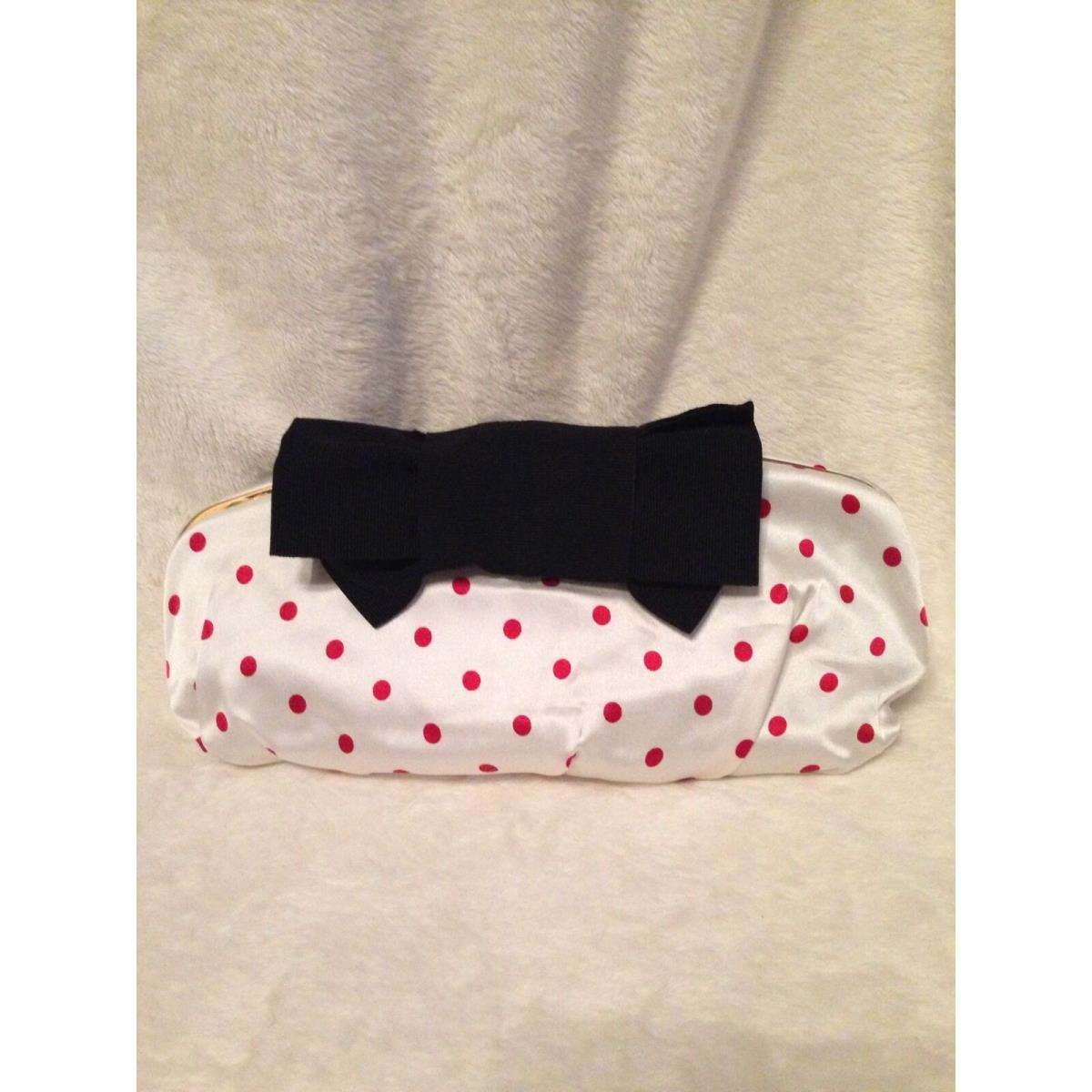 Dolce Gabbana Polka Dot Silk Evening Clutch Handbag Black Red White 000
