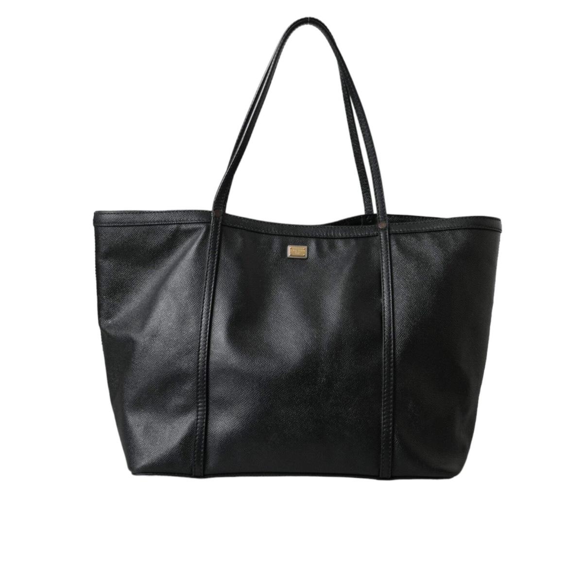 Dolce Gabbana Black Leather Miss Escape Shopping Tote Women Bag