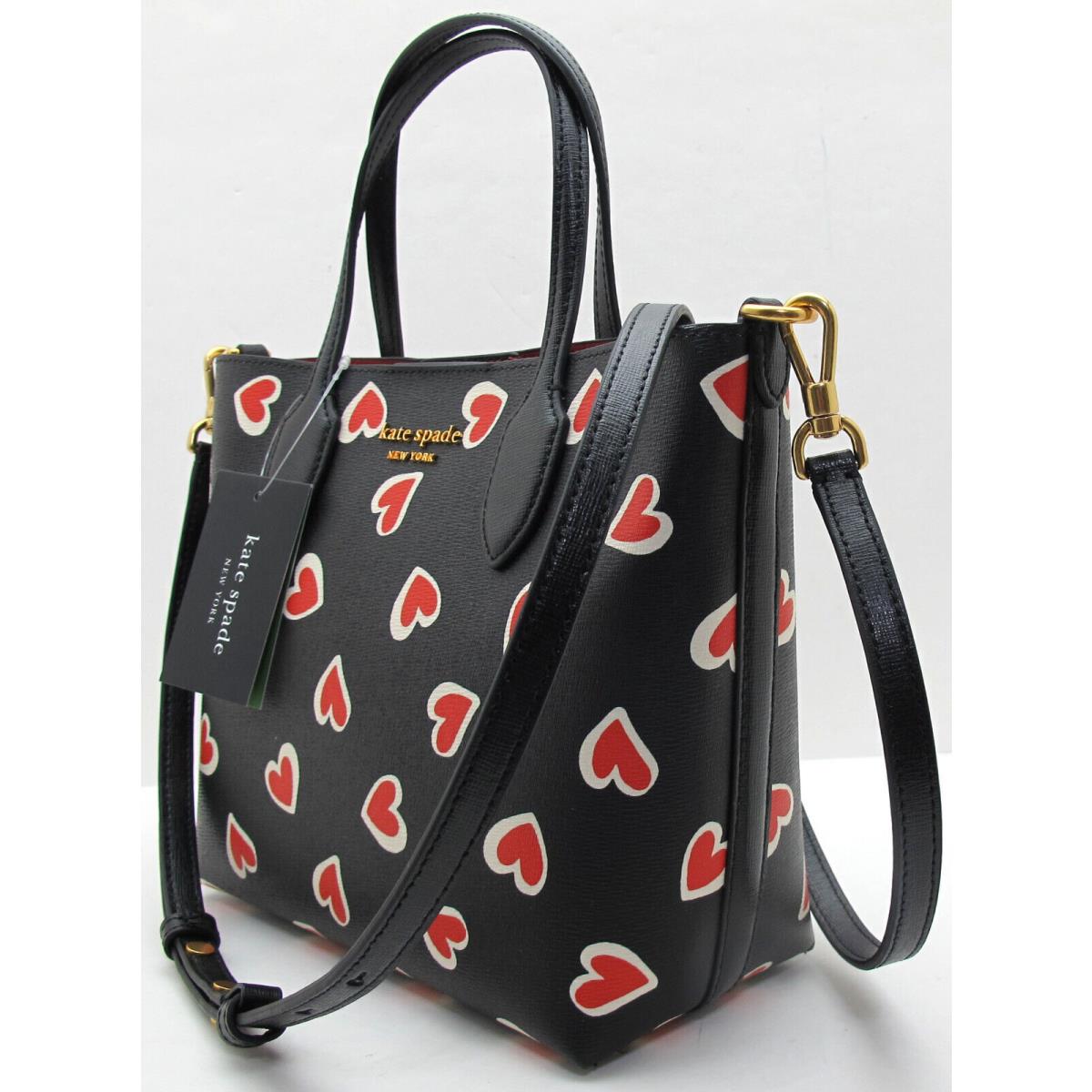 Kate Spade Bleecker Leather Stencil Heart Print Black/red Tote Bag