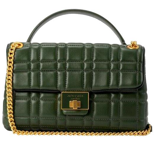 Kate Spade NY Evelyn Quilted Green Leather Medium X-body Shoulder Bag