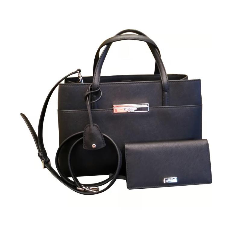 Kate Spade Black Clarke Maiden Way Tote/crossbody W/matching Wallet