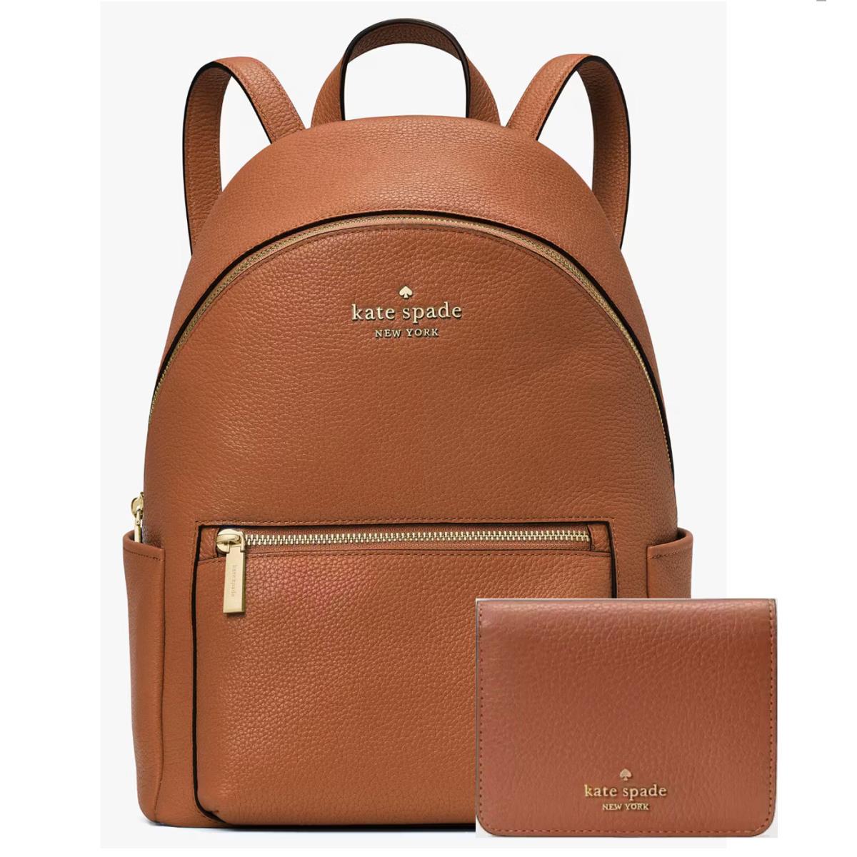 Kate Spade Leila Pebbled Leather Medium Dome Backpack + Wallet Set In Brown