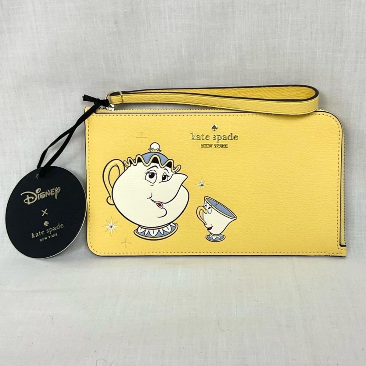 Kate Spade Mrs.potts Wristlet Yellow Disney Beauty The Beast Clutch Wallet