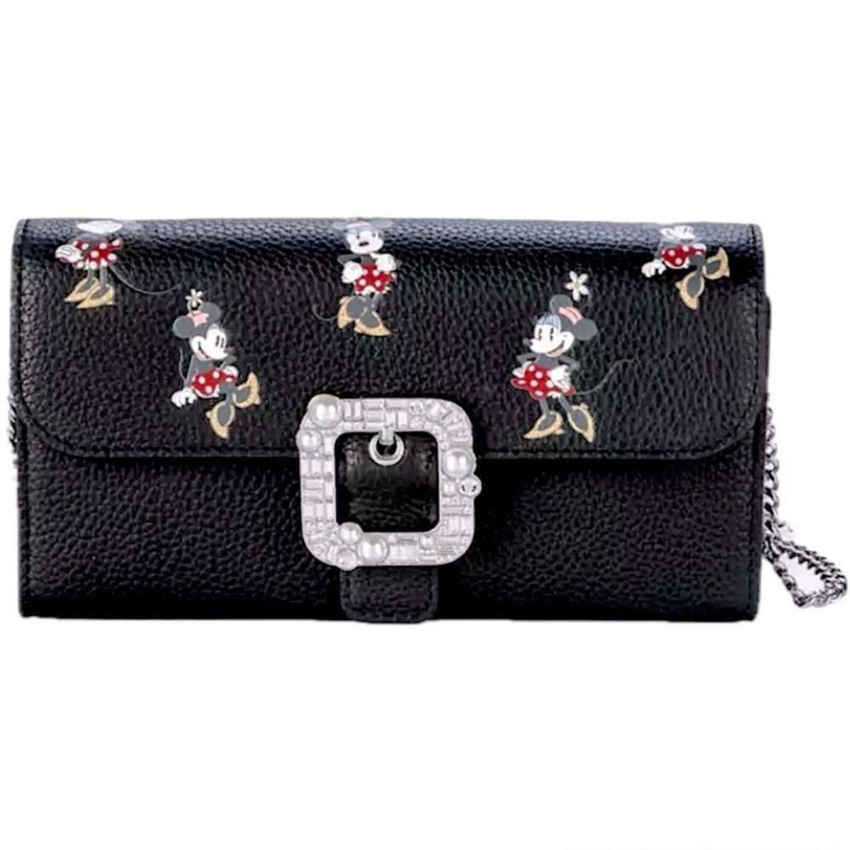 Kate Spade Minnie Mouse Clutch Crossbody Handbag Black Leather Disney Parks