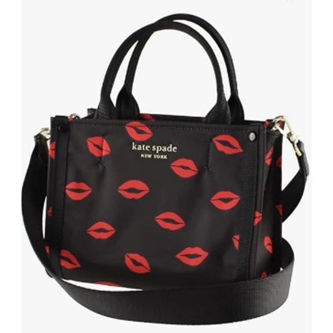 Kate Spade York Sam The Little Better Lips Printed Fabric Mini Tote Black