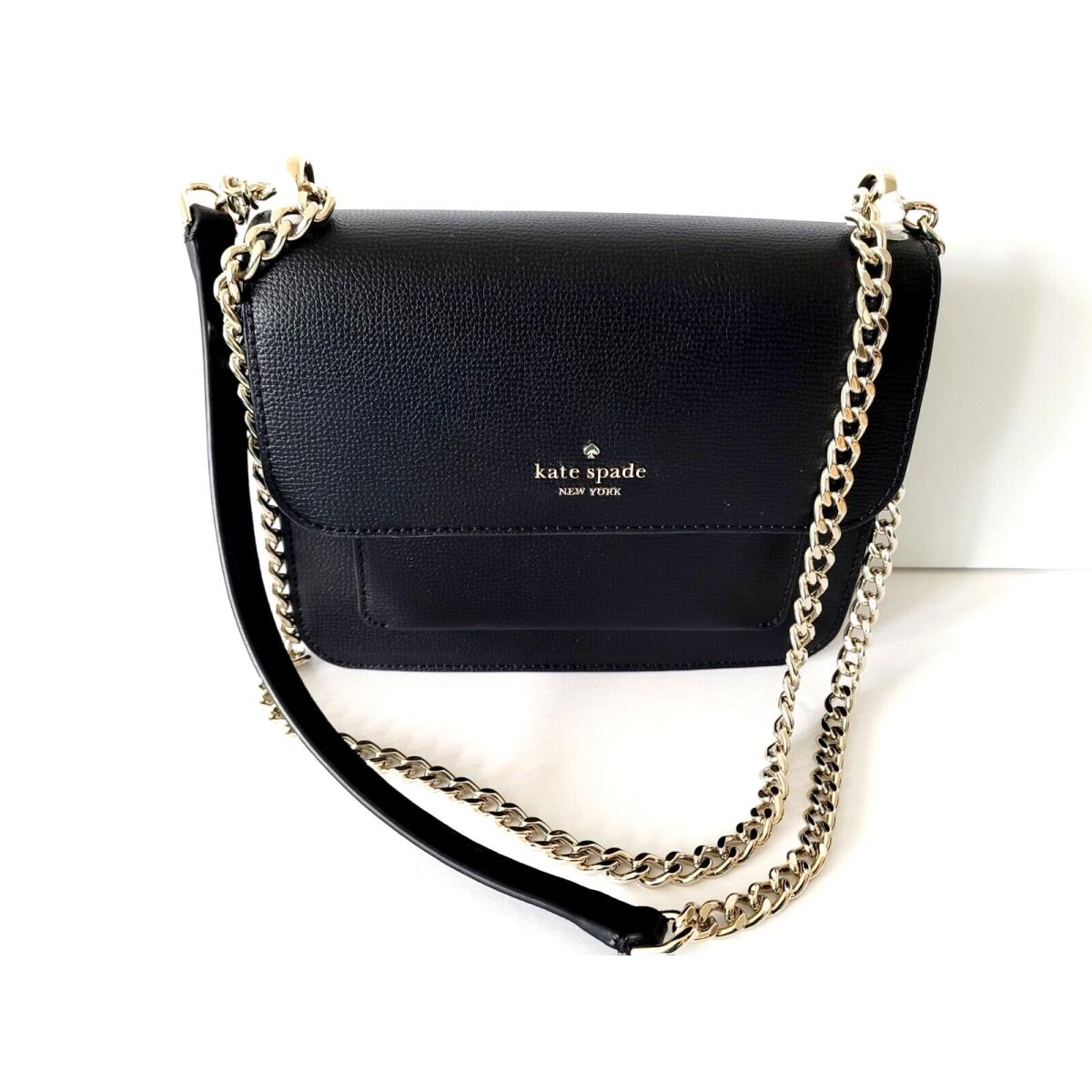 Kate Spade Flap Chain Leather Crossbody Bag K8518 Black New