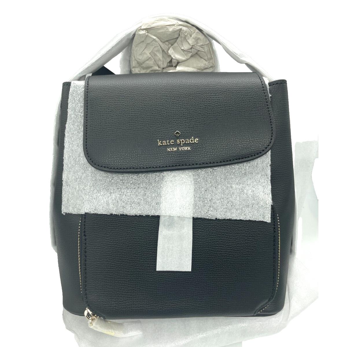 Kate Spade New York Kristi Medium Flap Backpack Black Leather