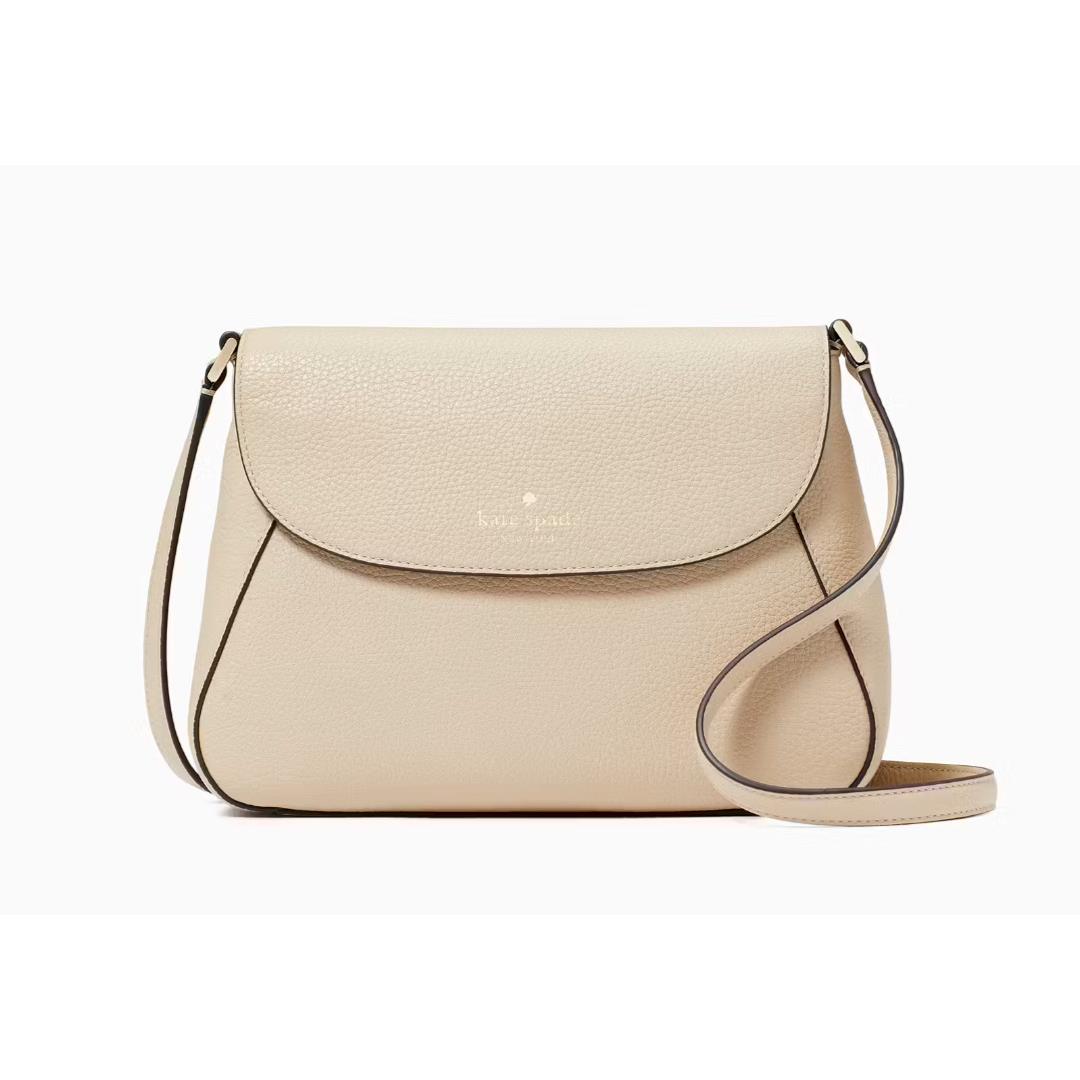 New Kate Spade Monica Flap Crossbody Leather Light Sand
