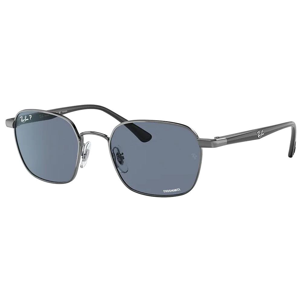 Ray-ban RB3664CH Chromance Sunglasses Shiny Gunmetal Frame w/ Polarized Blue