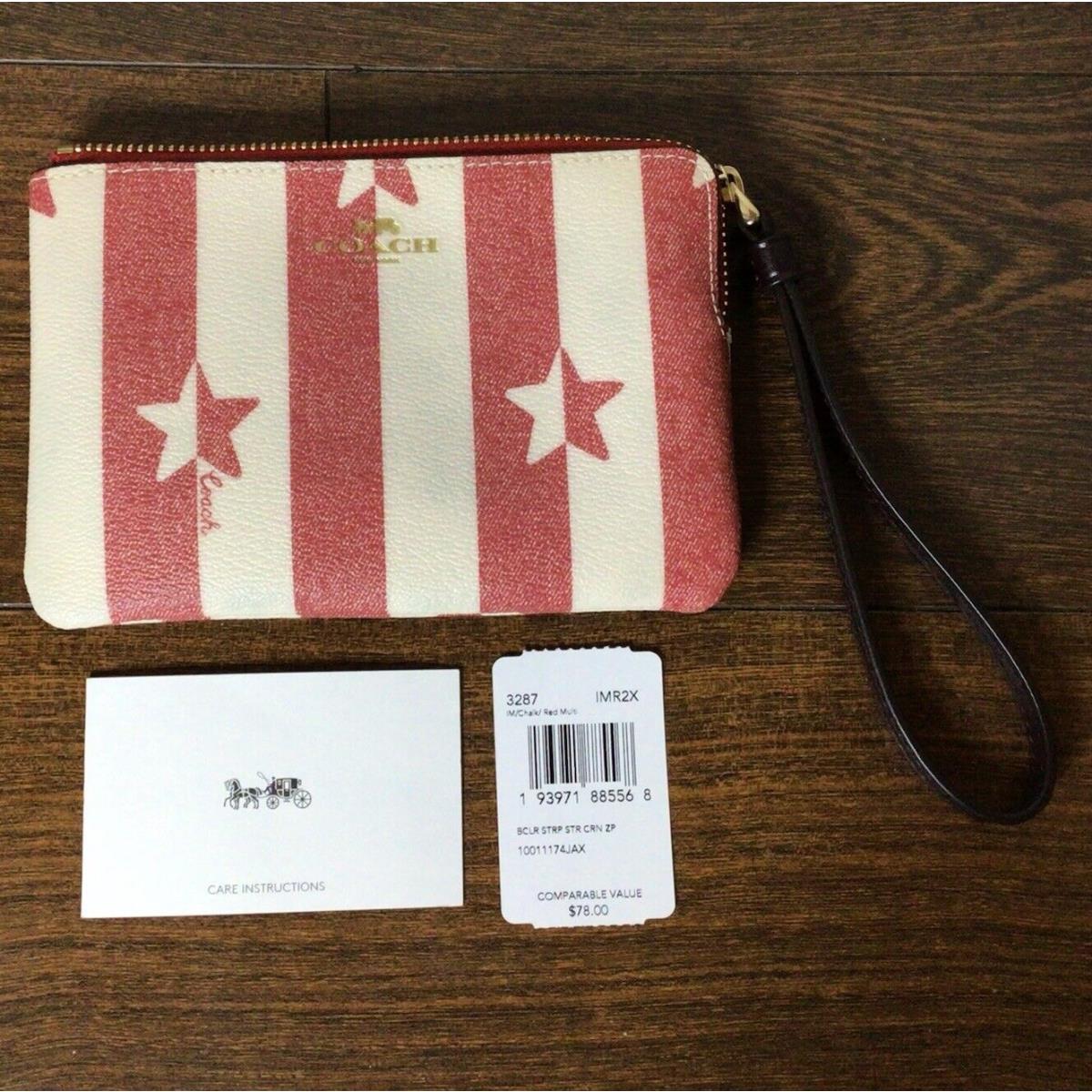 Coach Red Stars and Stripes Wristlet Small Clutch 3287 IMR2X