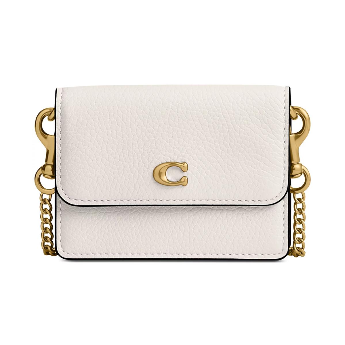 Coach C6718 Chalk Pebbled Leather Half Flap Card Case Crossbody Bag