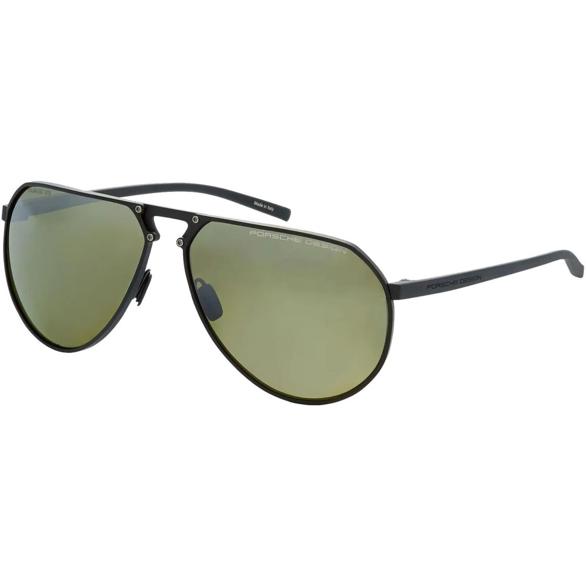 Porsche Design Hexagon Series Polarized Black Aviator Sunglasses P893864A Italy