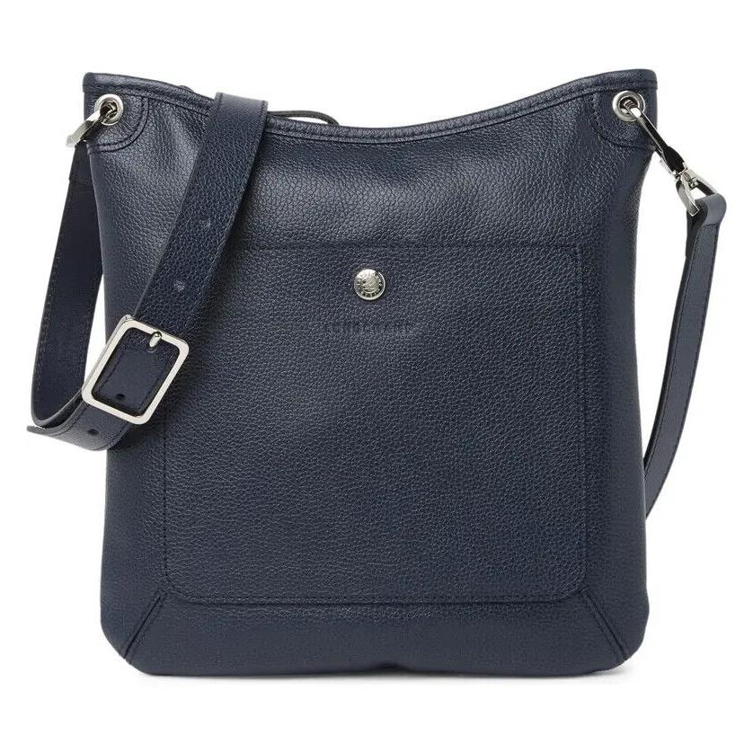 Longchamp Le Foulonne Leather Swingpack Crossbody Bag Navy Blue