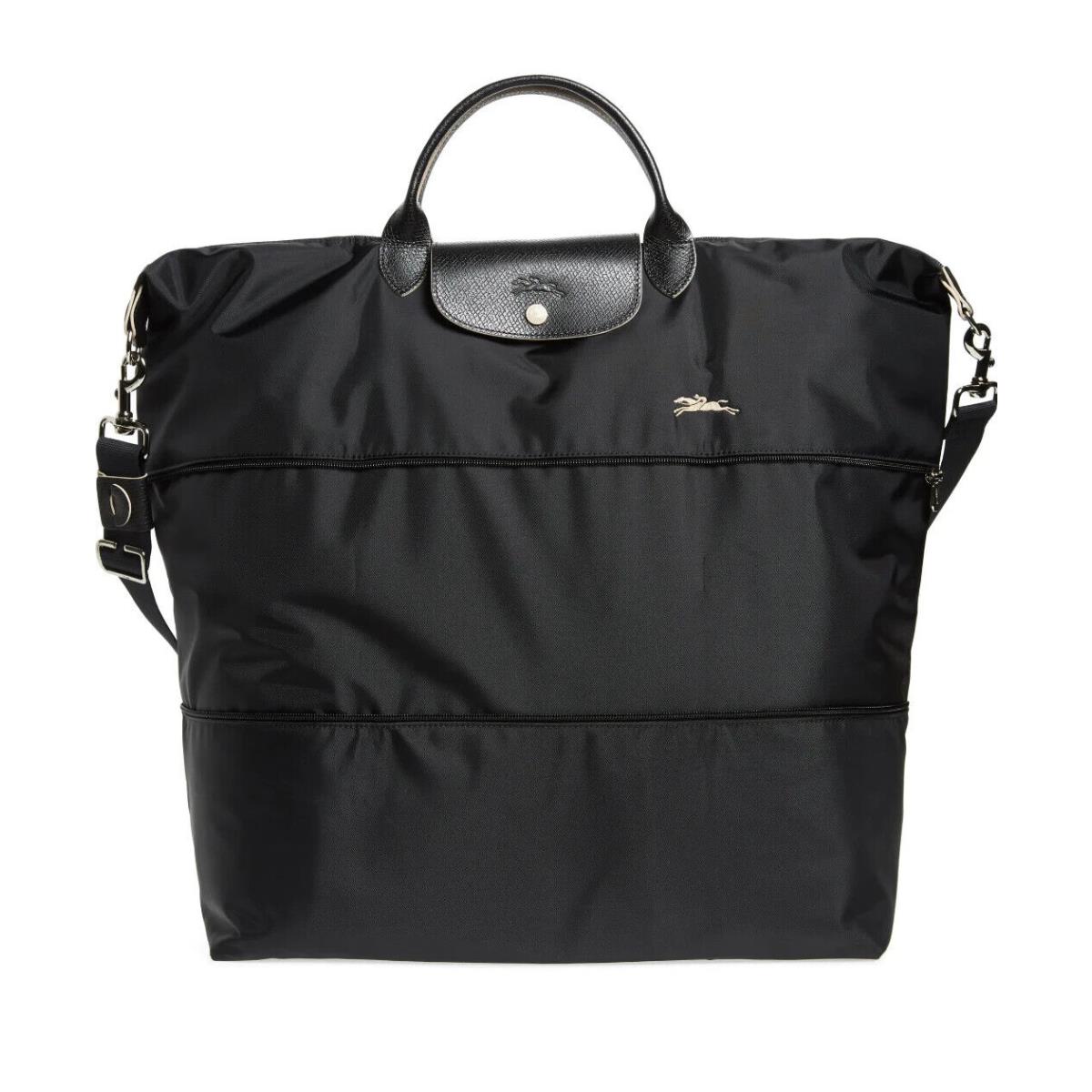 Longchamp Le Pliage Club Expandable Travel Duffle Crossbody Black