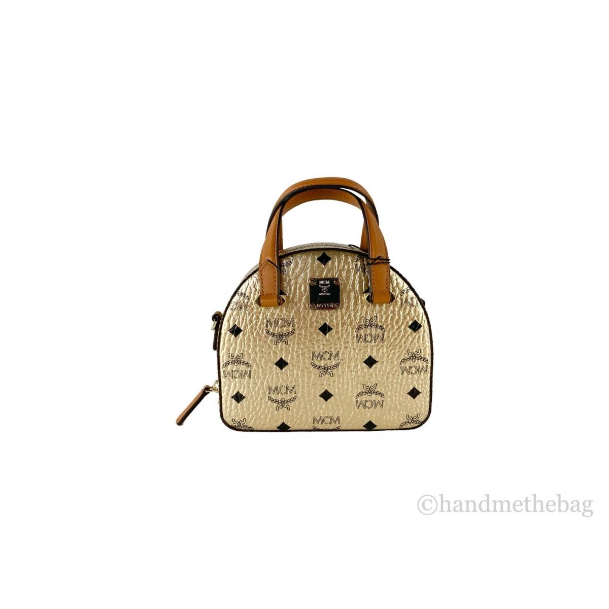Mcm Half Moon Mini Round Top Tote Crossbody Bag