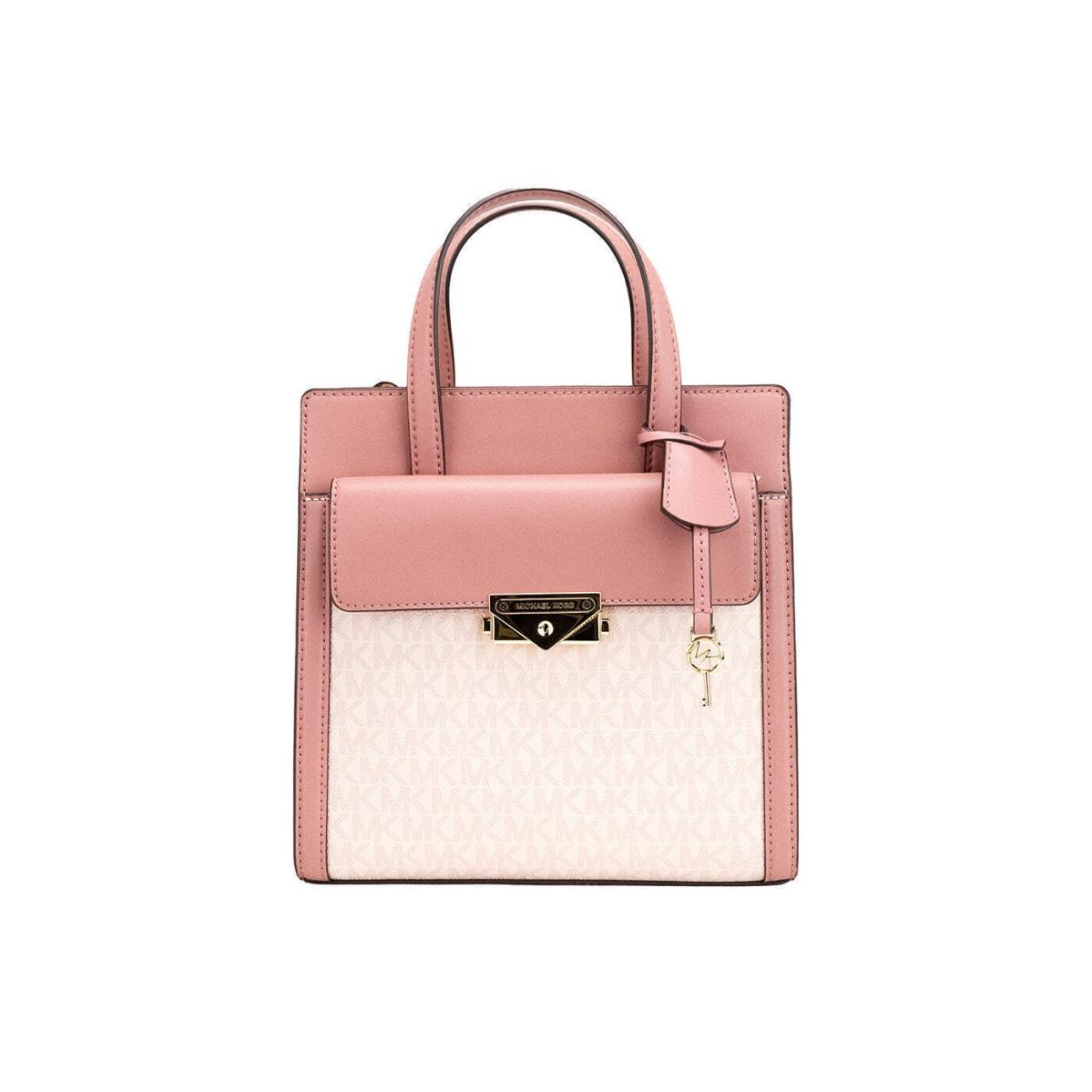 Michael Kors Cece Small Pink Pvc North South Flap Tote Crossbody Bag Purse