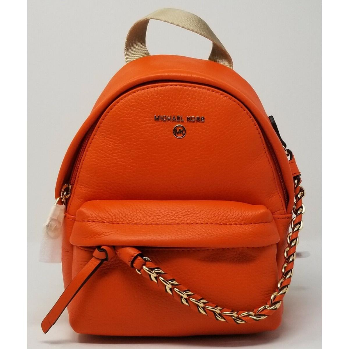 Michael Kors Slater Small Clementine Orange Pebbled Leather Convertible Backpack