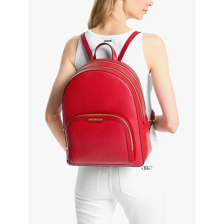 Michael Kors Jaycee Large Pebble Leather Backpack Bright Red