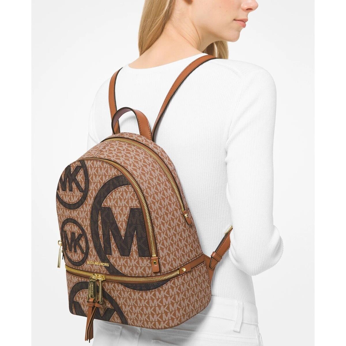 Michael Kors Signature Rhea Luggage Brown Medium Backpack