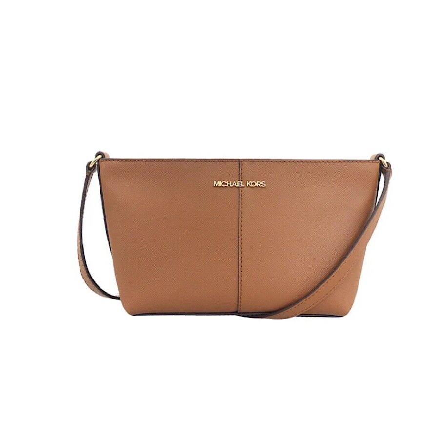 Michael Kors Jet Set Travel Small Crossbody Leather Bag Purse Luggage Gold