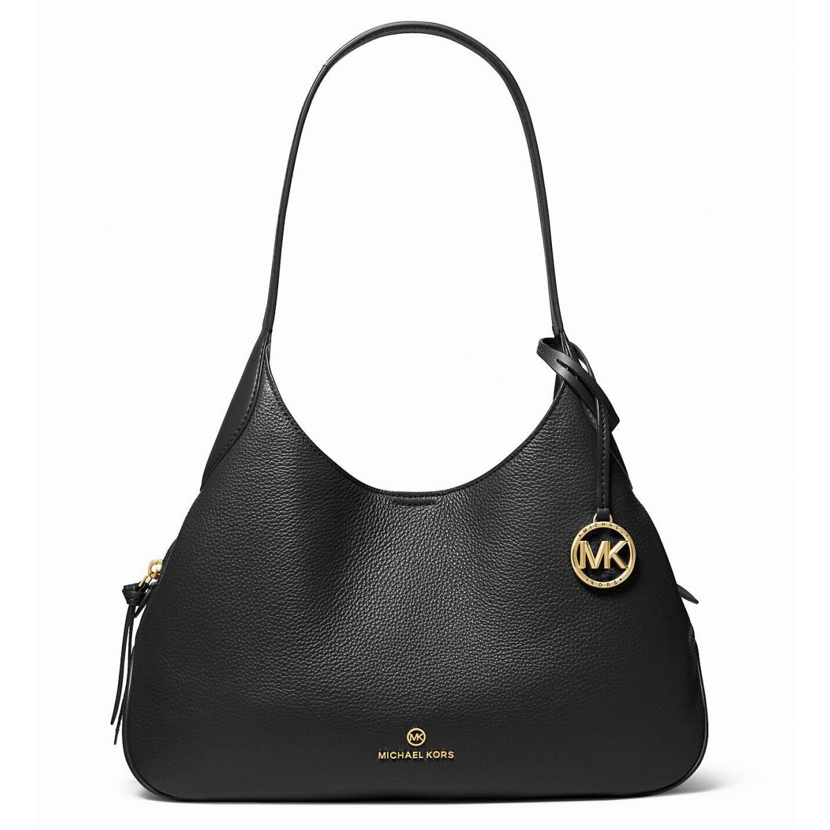 Michael Kors Kelsey Large Leather Shoulder Tote Bag Purse Black