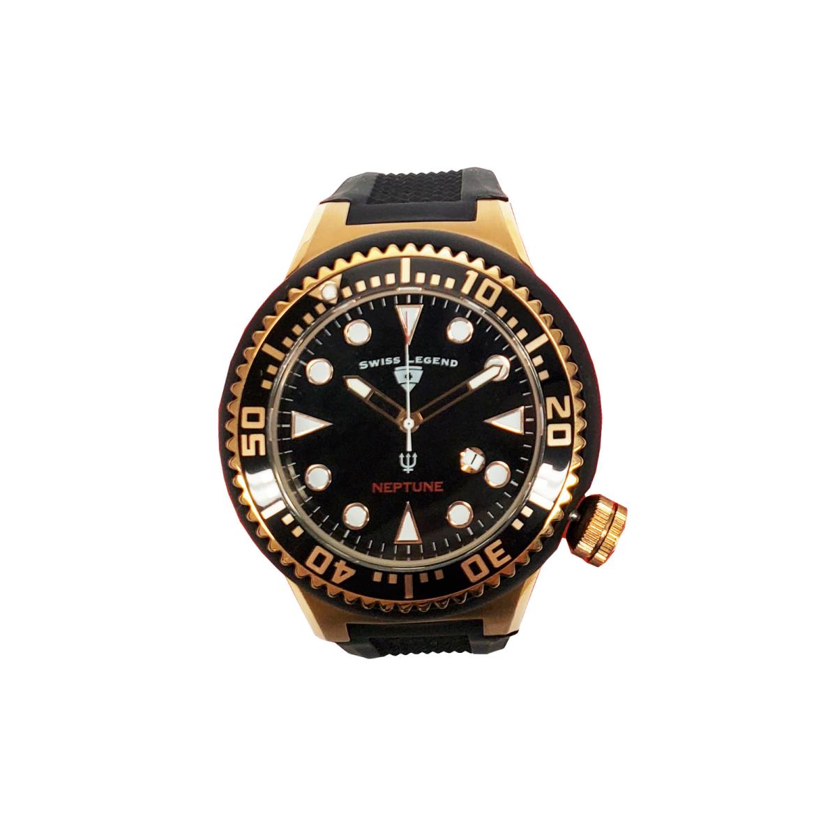 Neptune SL-21818D-RG-01 Men`s 52mm Rose Gold Silicone Quartz Watch by Swiss Legend