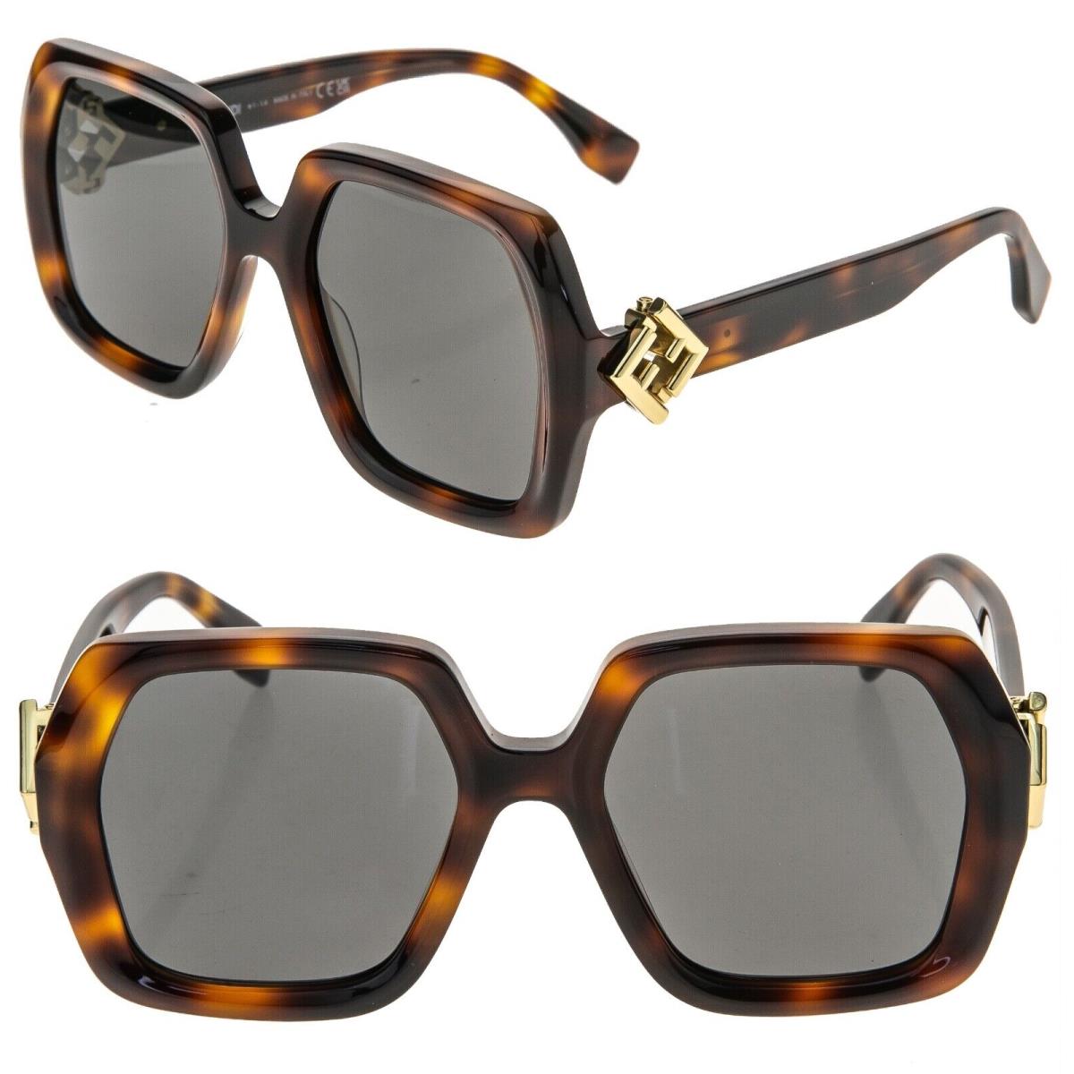 Fendi FF Diamonds 40139 Brown Havana Logo Fashion Sunglasses Oversized FE40139I