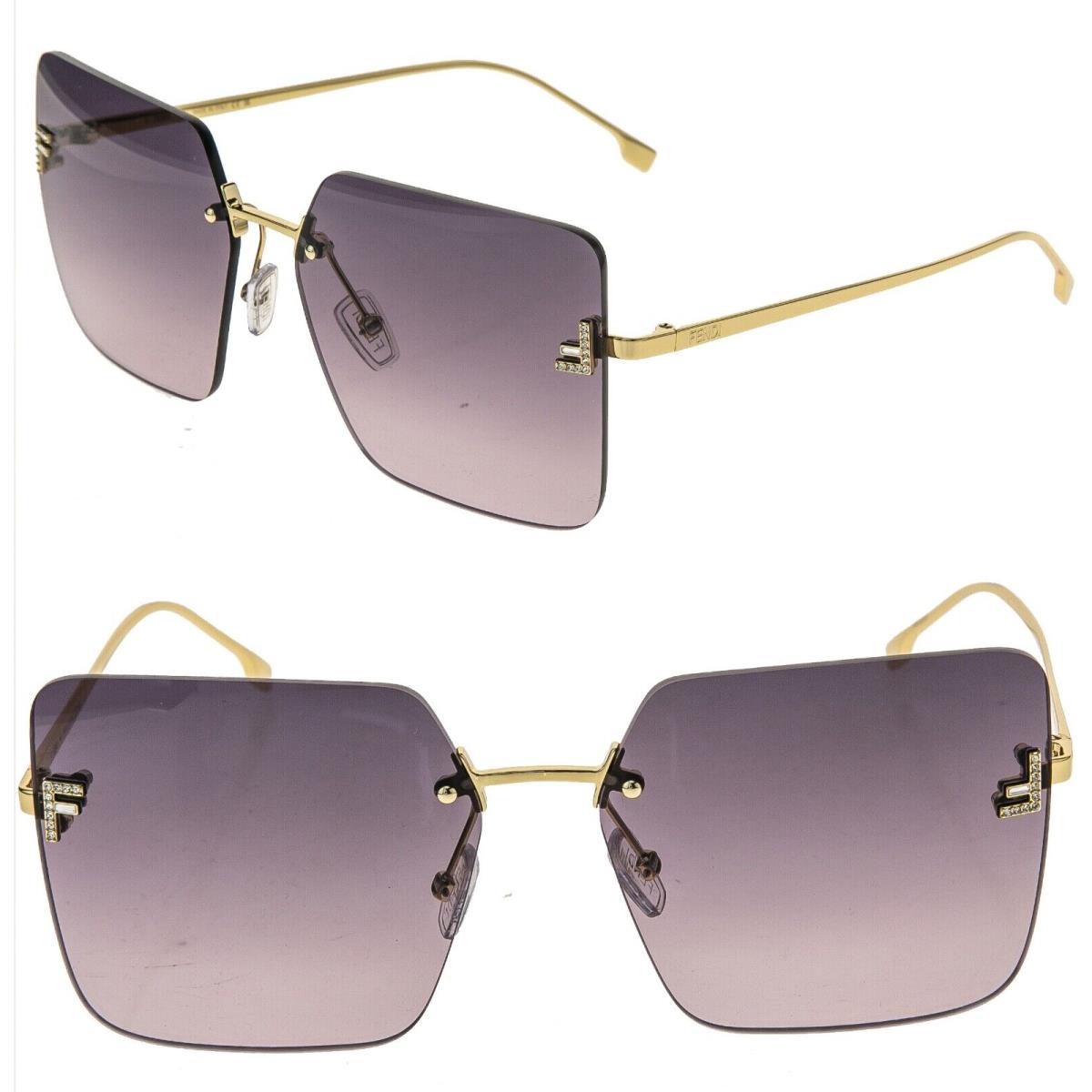 Fendi First 4082 Gold Purple Oversized Crystal Logo Fashion Sunglass FE4082US