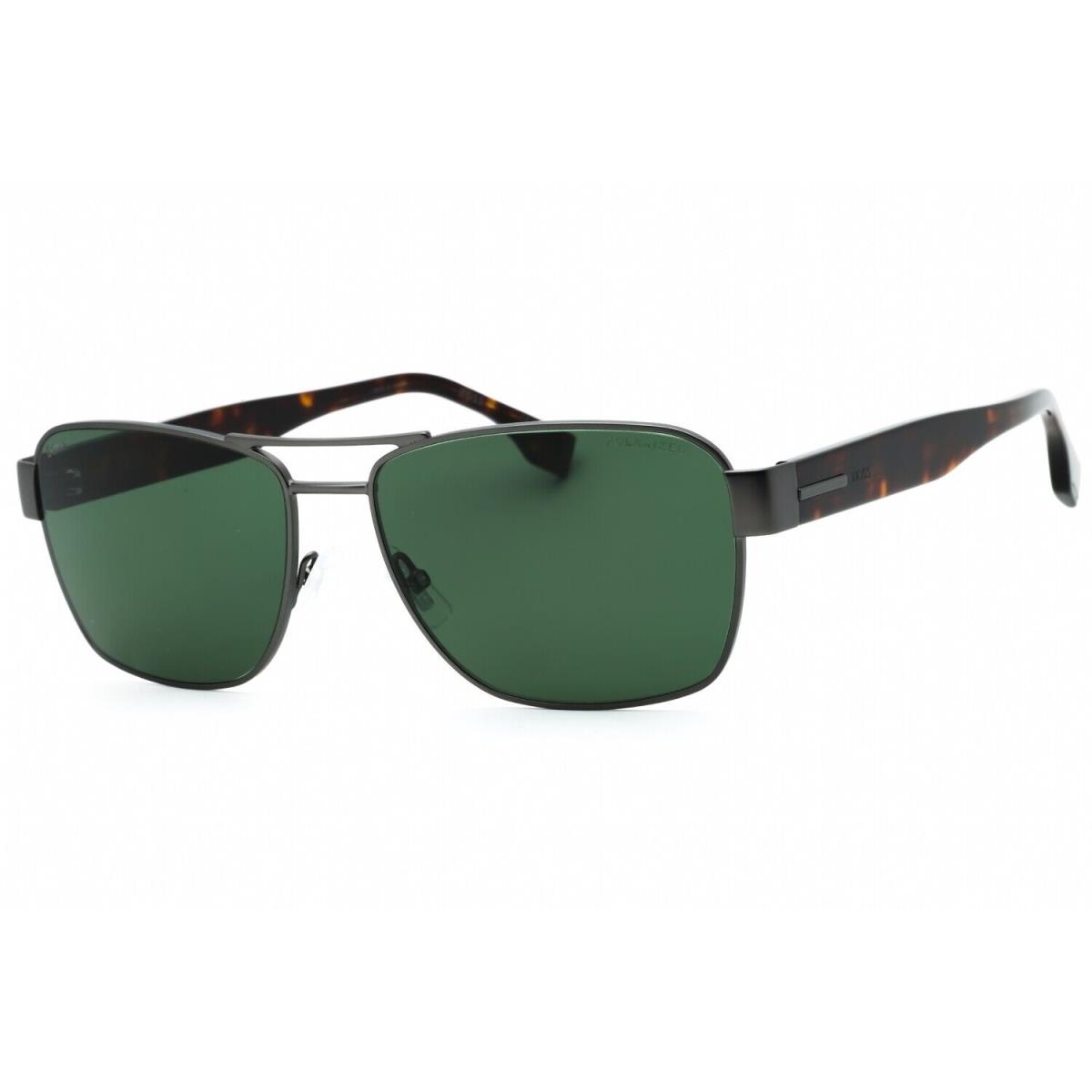 Hugo Boss 1441/S 086 UC Sunglasses Matte Ruthenium Havana Frame Green Lens 60mm