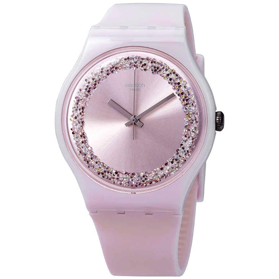 Swatch Pinksparkles Light Pink / Crystal Dial Men`s Watch SUOP110