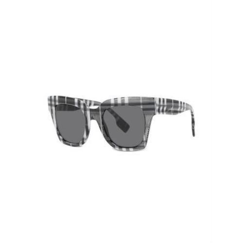 Burberry Women Sunglasses Check White/ Black Dark Grey Square BE4364-399487