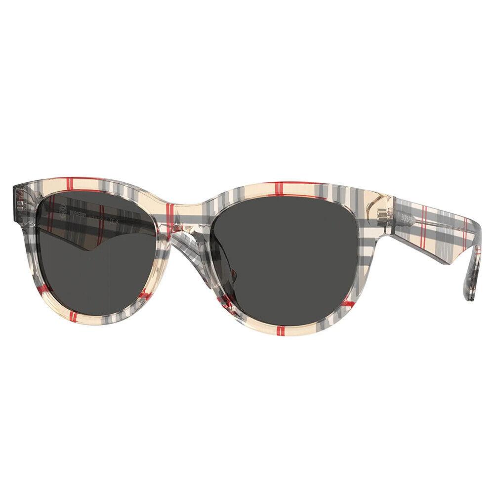 Burberry BE 4432U 412287 Vintage Check Plastic Phantos Sunglasses Grey Lens