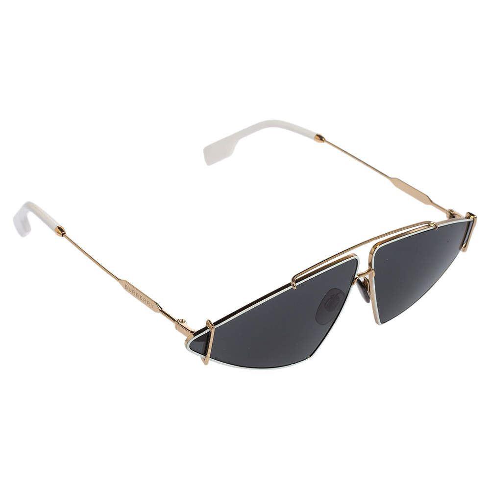 Burberry Women Sunglasses Gold/white W/ Grey Irregular BE3111-101787 68
