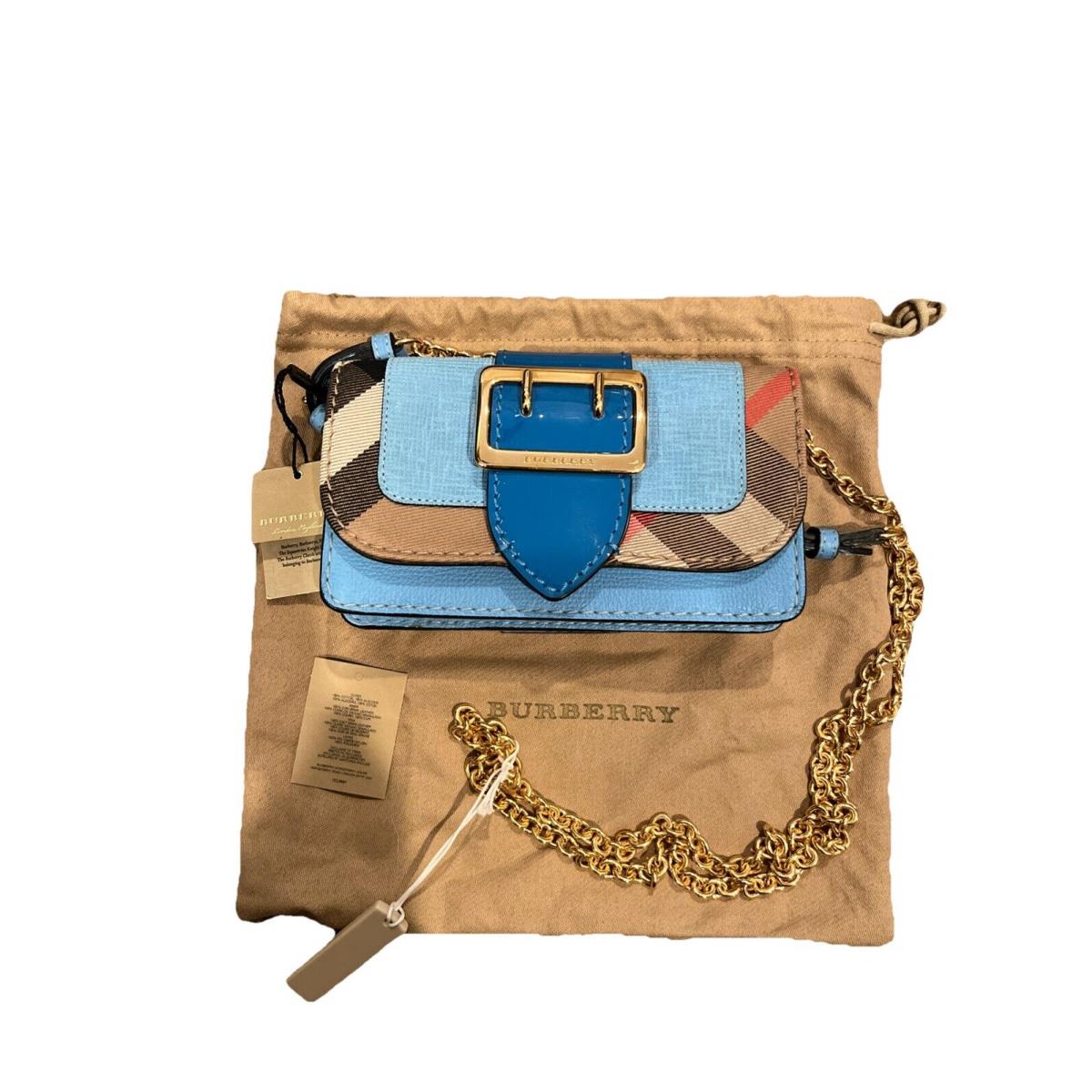 Burberry Blue Check Plaid Chain Shoulder Bag
