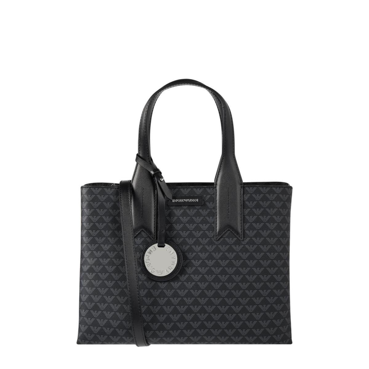 Emporio Armani Womens Bag Tote Shopper Logo Pattern Black