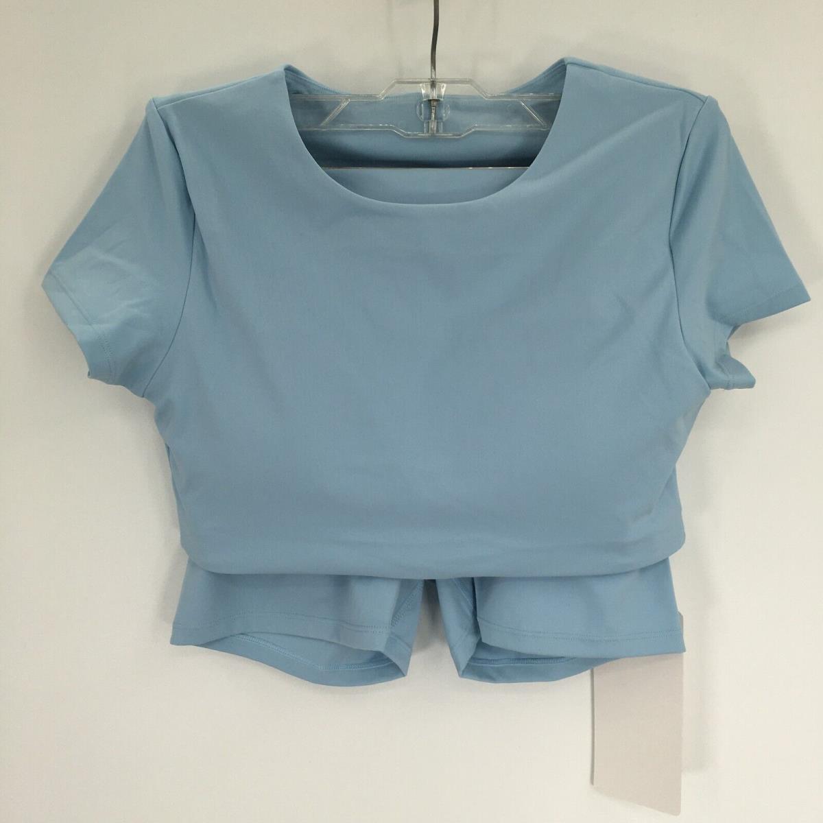 Lululemon Cropped Tee Align Curve Seam High-rise Shorts Women`s Medium Blue