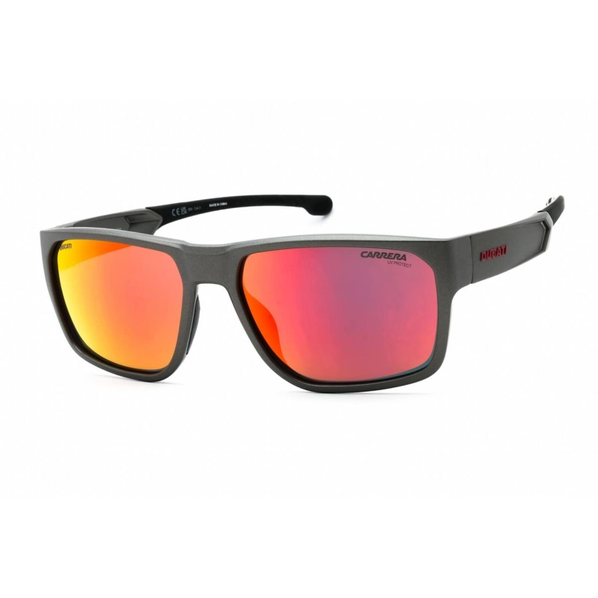 Carrera Men`s Sunglasses Metalized Grey Frame Red Lens Carduc 029/S 04WC UZ