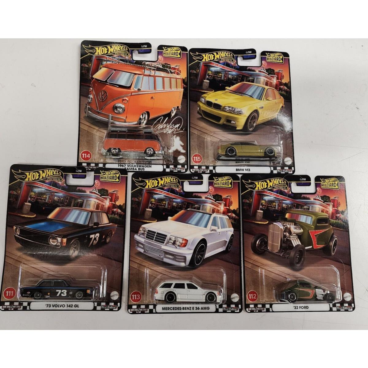 Complete 5 Car Set Case Z 2024 Hot Wheels Boulevard w/ Samba Bmw Amg JC34