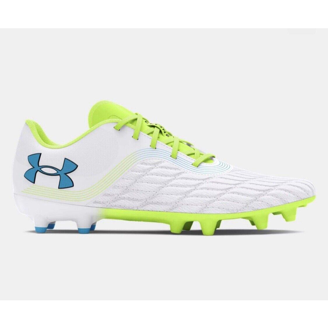 Under Armour Magn Tico Pro 3 FG White Green Soccer Cleats Mens Sz 11.5