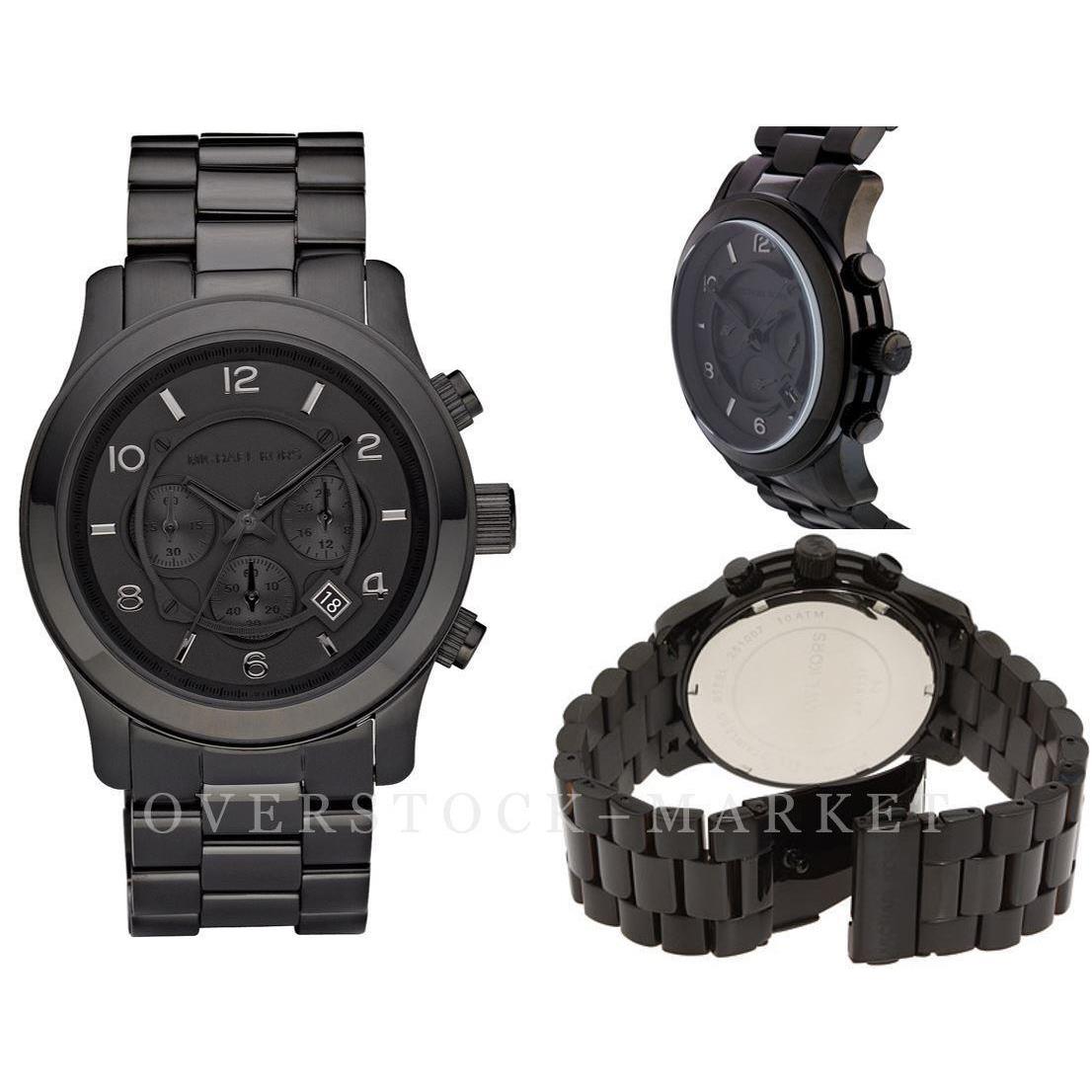 Display Mens Michael Kors Runway Chronograph Black Ion Plated Watch MK8157