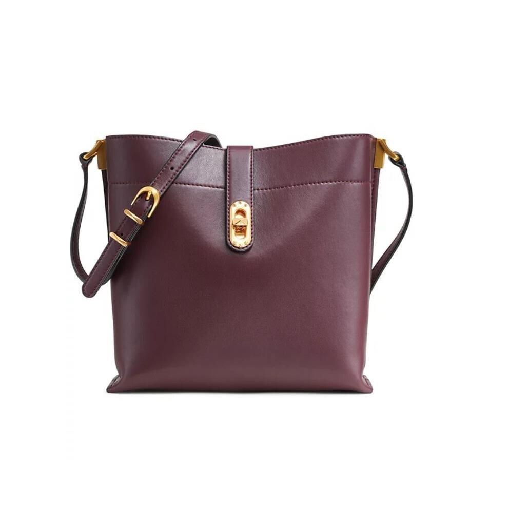 Donna Karan NY Bridgehampton Leather Triple Compartment Crossbody -plum/ Fig
