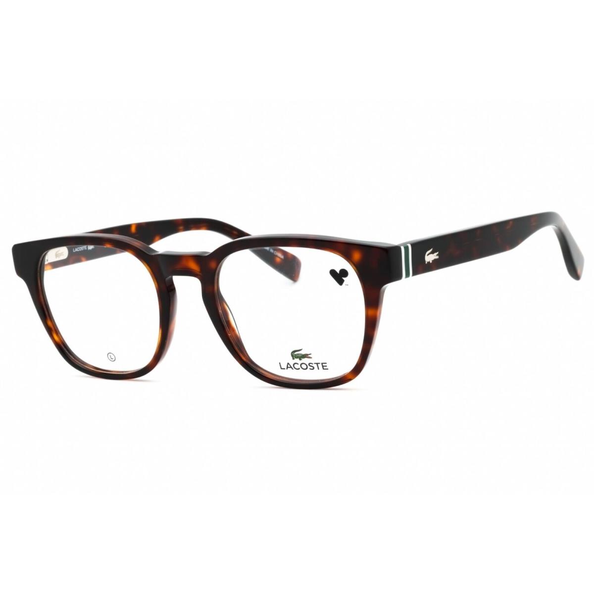 Lacoste Men`s Eyeglasses Dark Havana Acetate Square Full Rim Frame L2938 230
