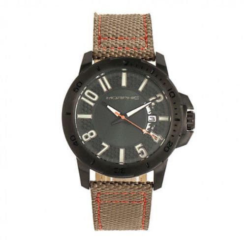 Morphic M70 Series Khaki Canvas Overlaid Leather Men`s Watch with Date MPH7006