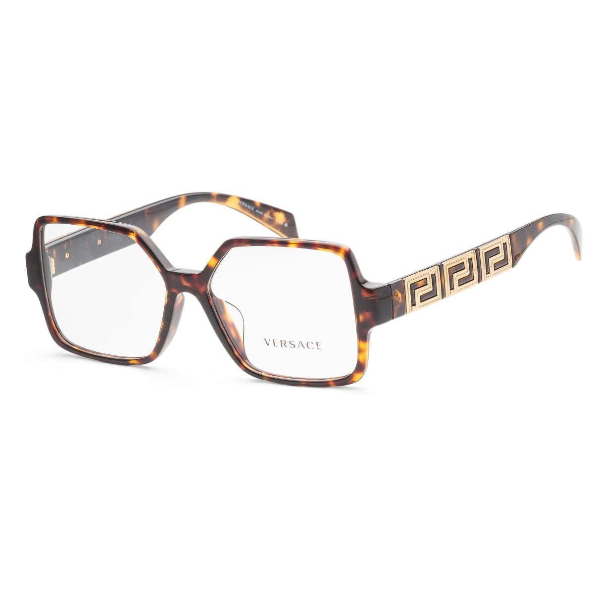 Versace Women`s Havana Square Opticals 55-15-140
